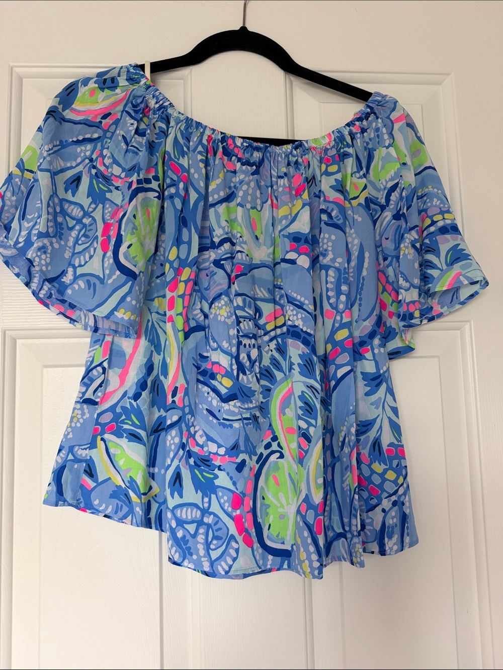 NWT Lilly Pulitzer SAIN top, “Peri pinch pinch” Off-the-Shoulder Blouse